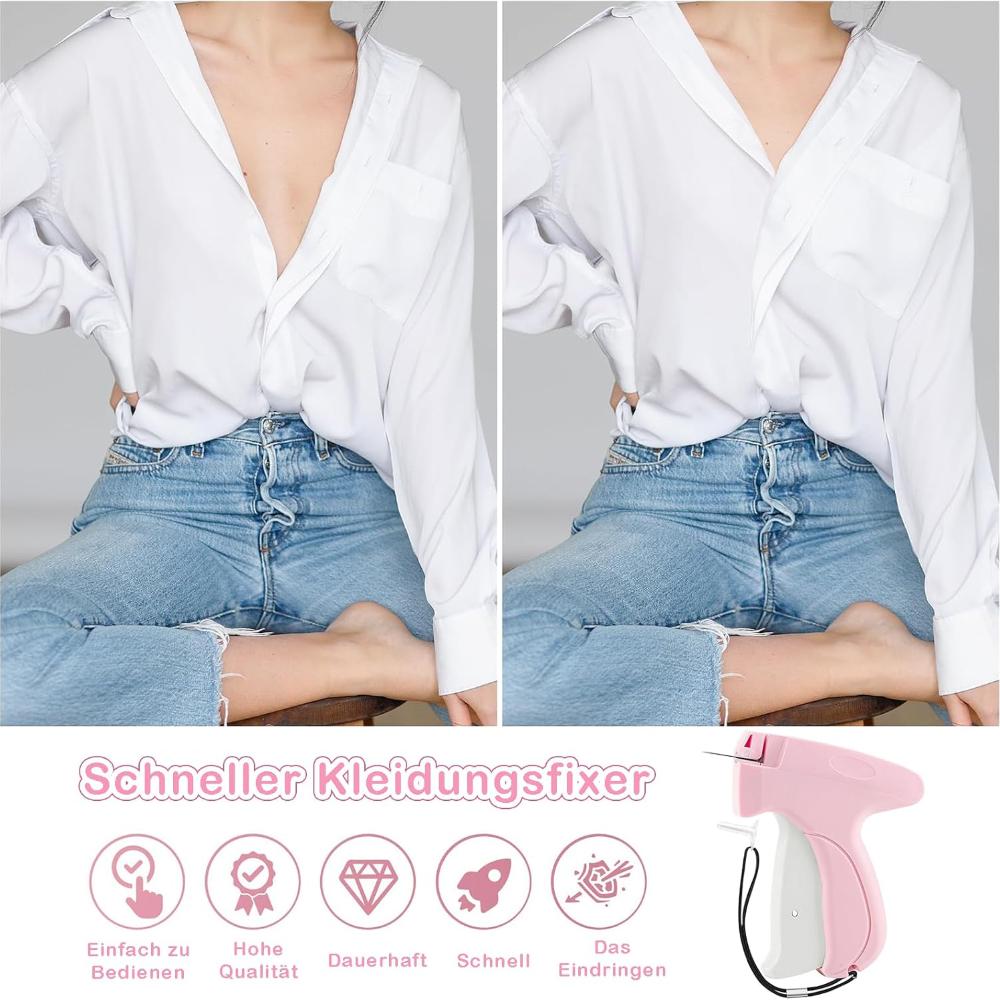 Labeling Gun for Clothing,Portable Sewing Gun for Fast Clothing Fixing,Contains 6 Spare Needles, 1000 Black Fasteners and 1000 White Fasteners