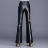 Women's Sheepskin Leather High-Waist Wide-Leg Pants - 2025 Autumn/Winter Collection