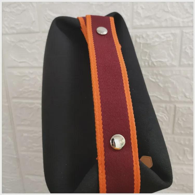2025 Contrast Color Canvas Lunch Bag & Toiletry Cosmetic Handbag - Women's One-Shoulder Large Capacity