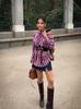 European American Women's Striped Lace-up Long-Sleeve Loose Top