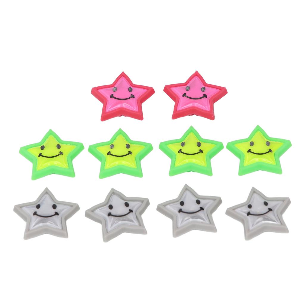 10PCS Bike Wheel Spoke Clips PVC Reflective Colorful Cute Star Bike Spoke Decorations Attachment