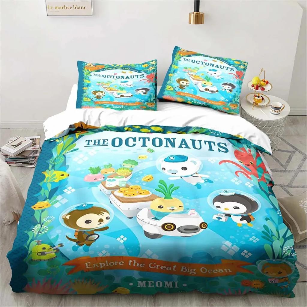 The Octonauts Cartoon Bedding Set Bedroom Bed Three-piece Set Single Double Bed King Size Quilt Cover And Pillowcase Kid's Gift