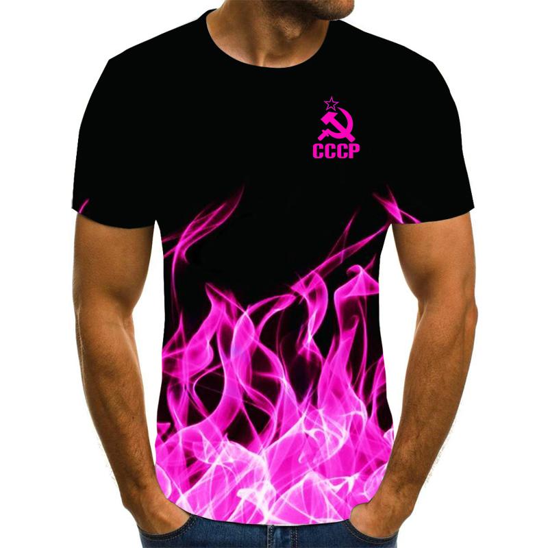 2026 Men's T-shirt Short Sleeve Solid Men's Loose T-shirt Men's Top Brand New CCCP Brand Men's 3D T-shirt Short Sleeve