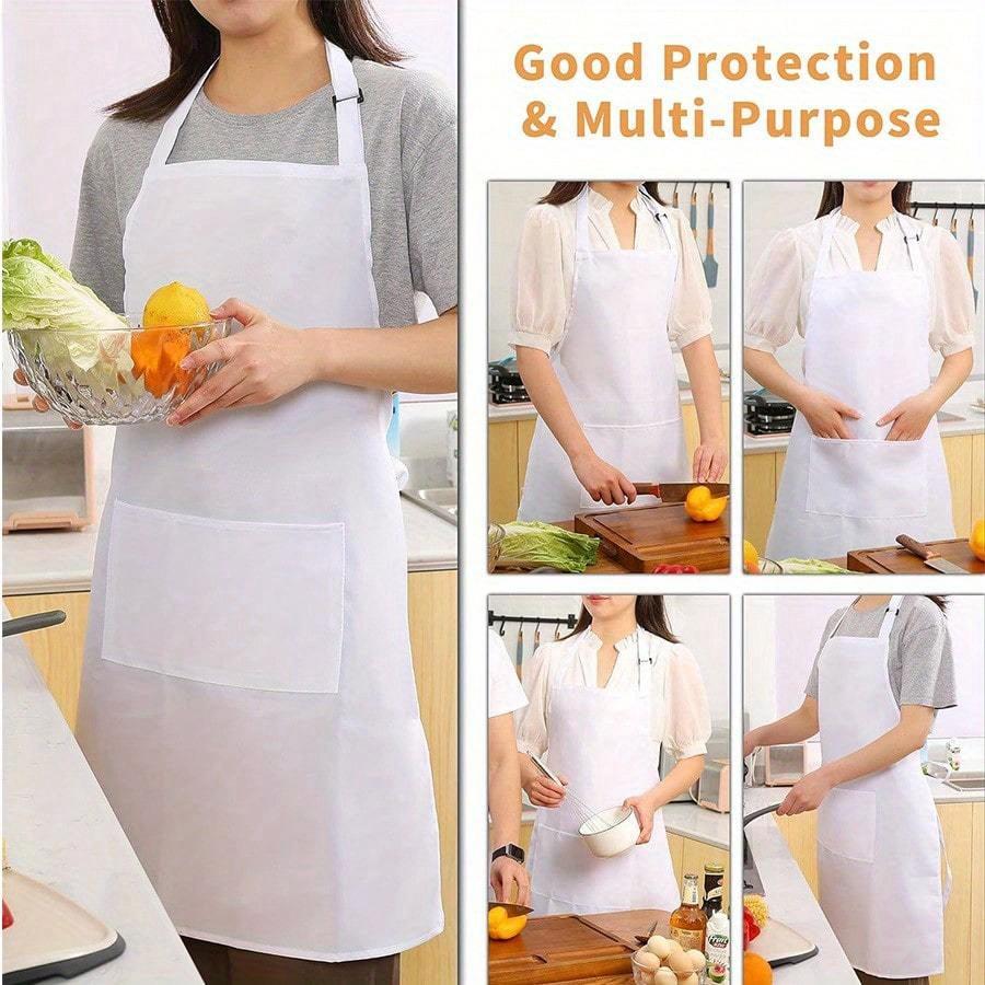 1pc Adjustable Bib Apron Waterproof & Oilproof, Suitable For Home Kitchen Cooking, Chef, Outdoor BBQ And Painting, Kitchen