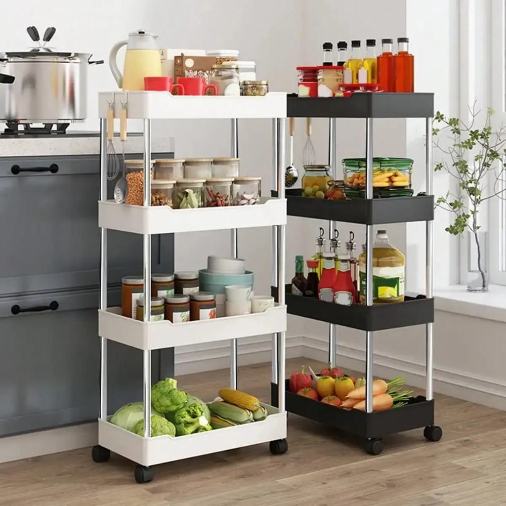 Movable Gap Storage Rack Multifunctional Cart Storage Shelf Slim Slide Organizer Shelf Kitchen Bathroom Livingroom Holders Racks