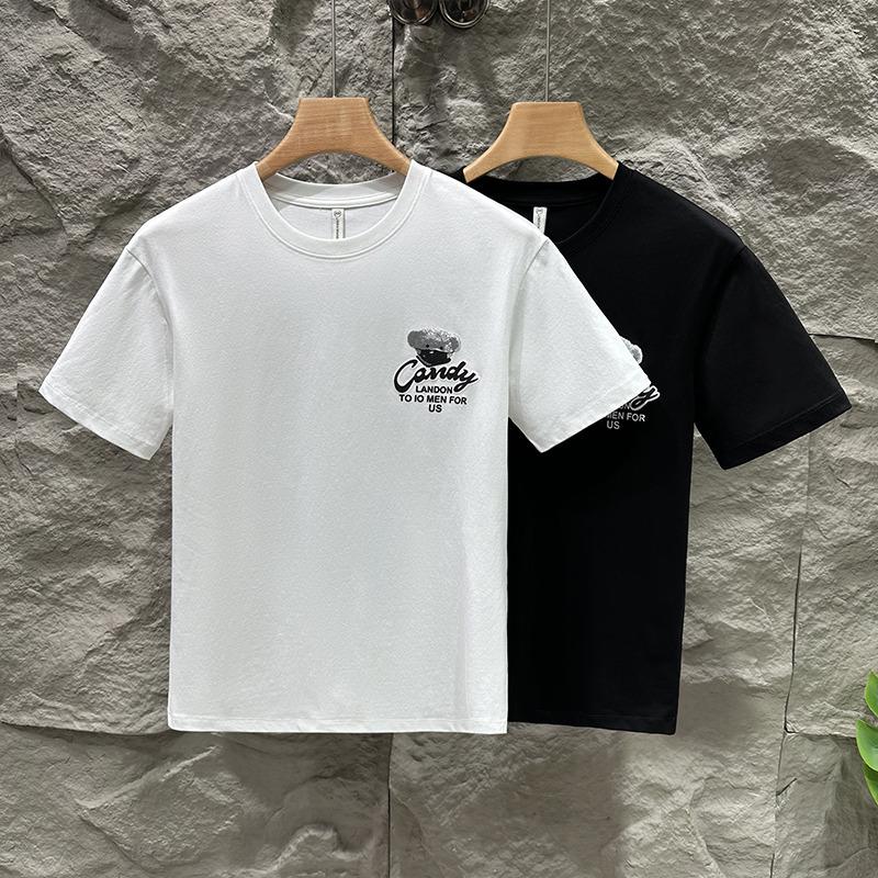 New Summer Trendy Brand Short-sleeved Men s Printed Combed Cotton T-shirt Versatile Half-sleeved Men s Top T-shirt M белый 5784₽