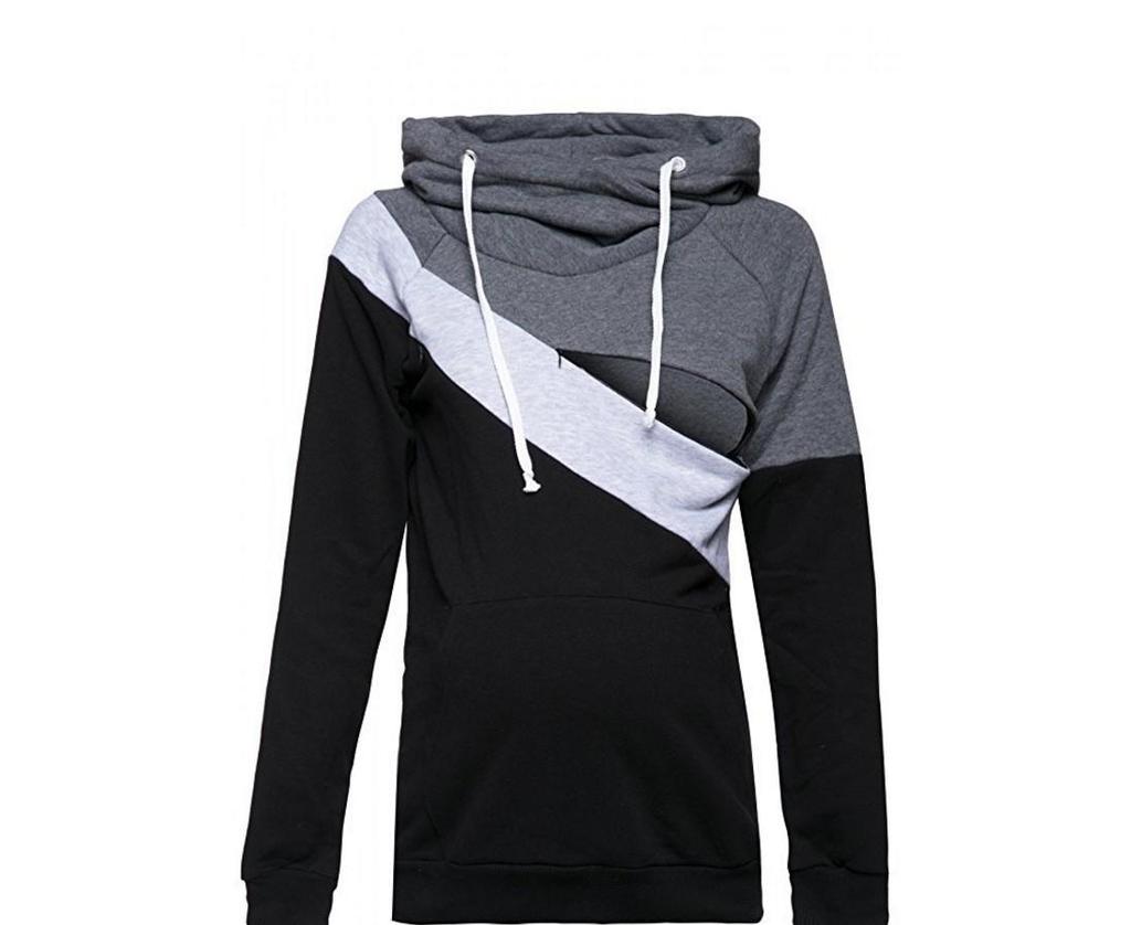 2025wish Long Sleeve Patchwork Multifunctional Nursing Jacket Sweatshirt