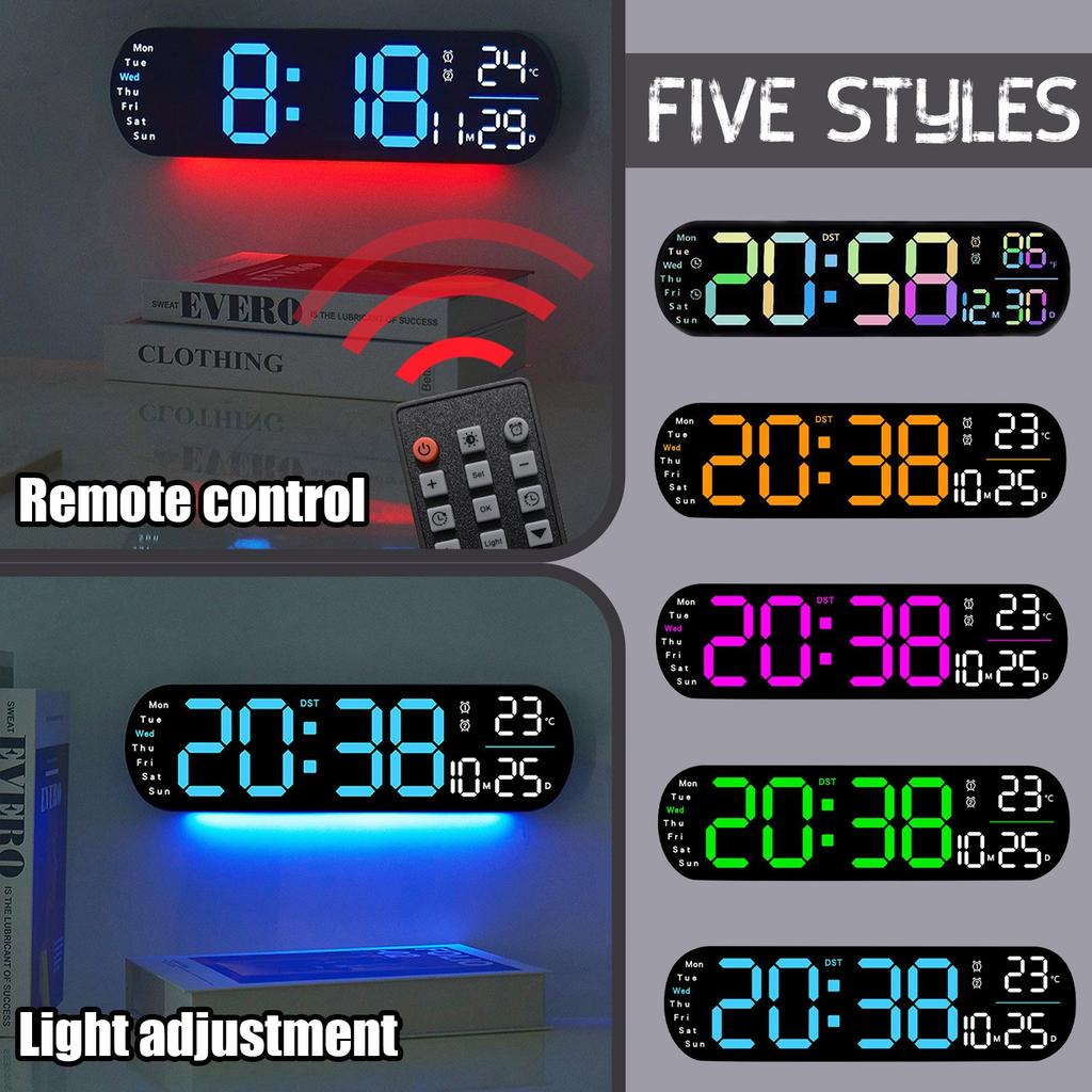 Creative Wall Clock Multi-function Clock, Living Room Clock Large Screen LED Digital Alarm Clock
