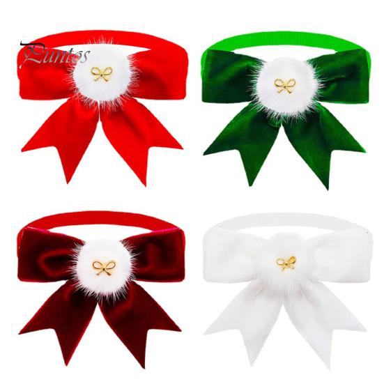 Pet Neck Strap Bow-knot Collar Adjustable Non-Fading Friendly to Skin Vibrant Color Wear Resistant Dress Kitten Up Polyester New Year Christmas Photo