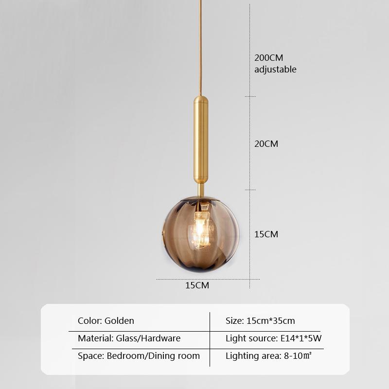 Nordic LED Glass Pendant Light Jewel Blue Ball Hanging Light Wine Red Living Room Decor Fxiture Bedroom Amber Indoor Lamp Lustre