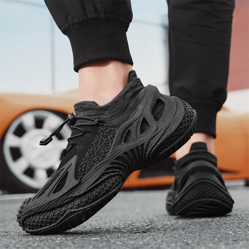 New summer breathable mesh fly-woven sneakers personalized thick-soled heightening socks shoes