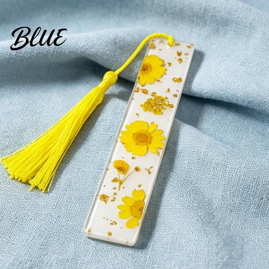 High Quality Bookmarks Dried Flower Resin with Tassels Double-Sided Magnetic Page Markers