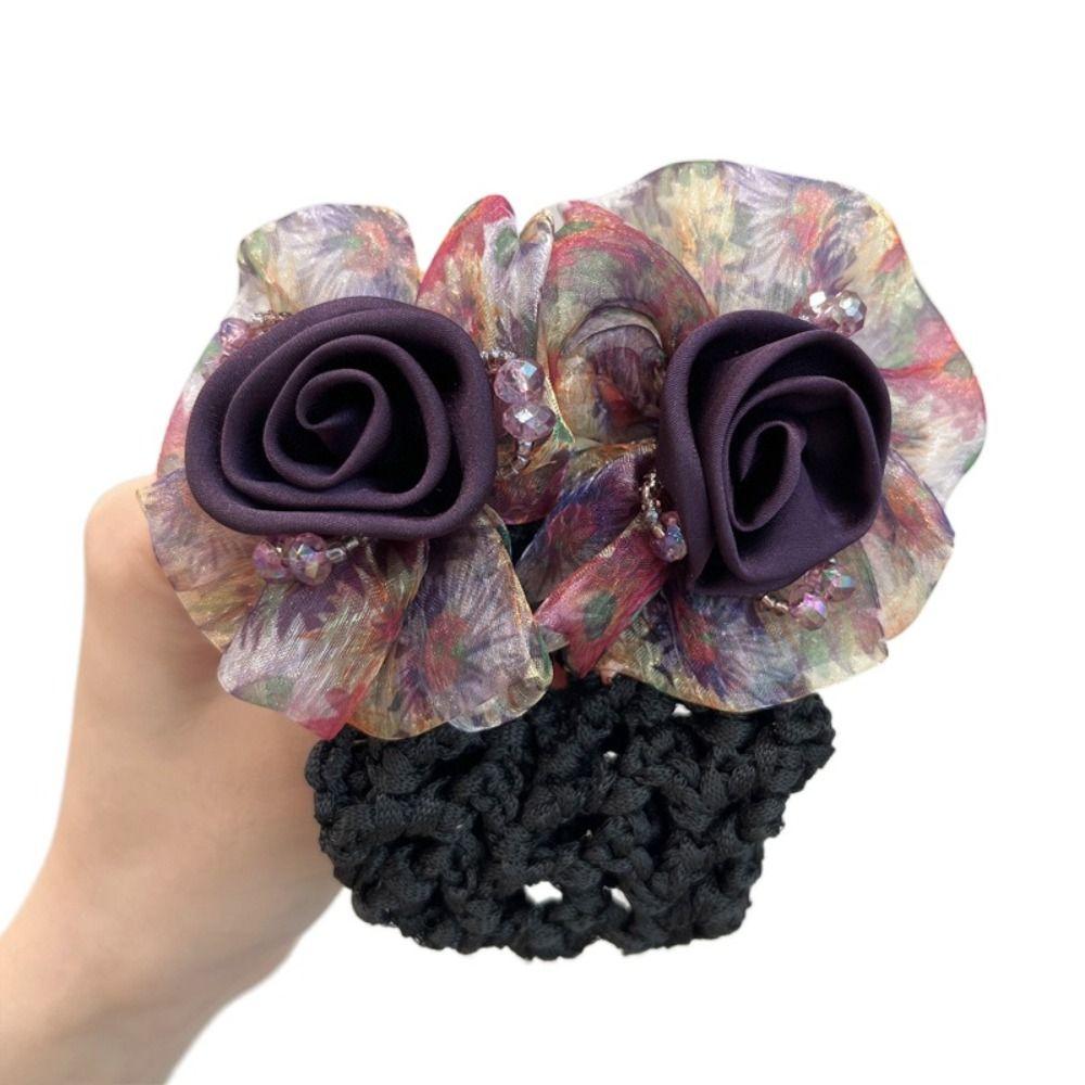 

Головной убор Корейский пучок Снуд Заколка для хвоста Заколки для волос Чехол Сетка Милая женская весенняя заколка Подарок маме фиолетовый