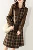 Chubikime Shirt Long Check Midi Ribbon Stylish for and Spring Women's Dress, Sleeve, Pattern, Length, A-Line, Detail, Turn-Down Collar, Elegant,