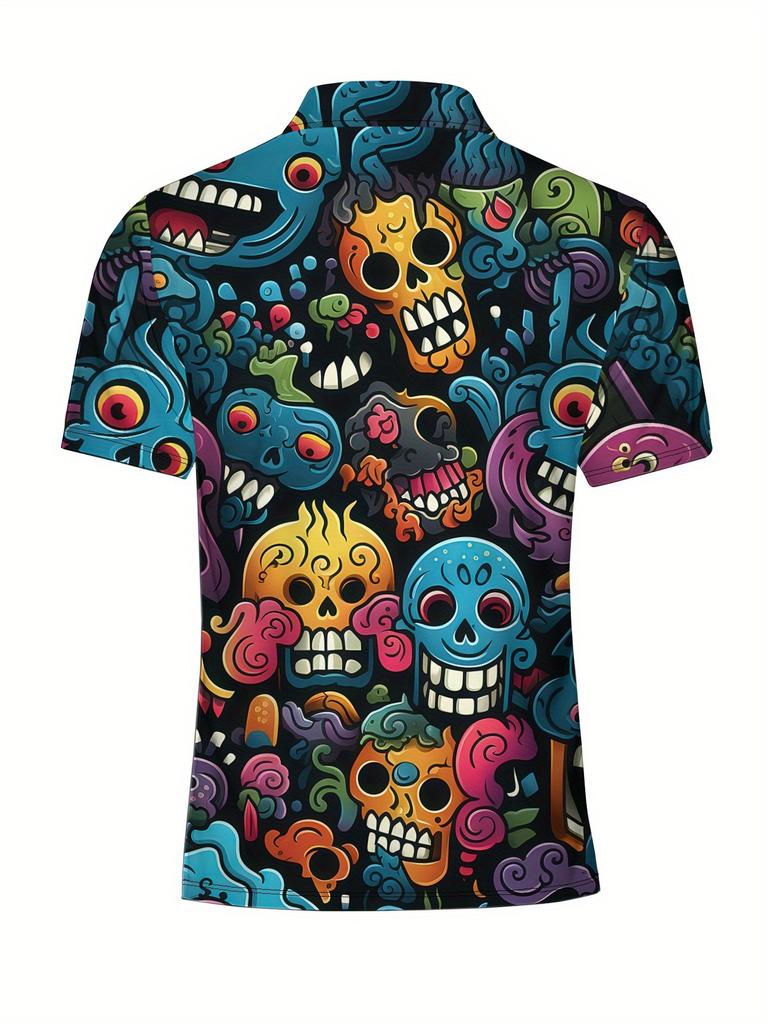 Polo da uomo a maniche corte per Halloween con stampa digitale piatta - Senza trama