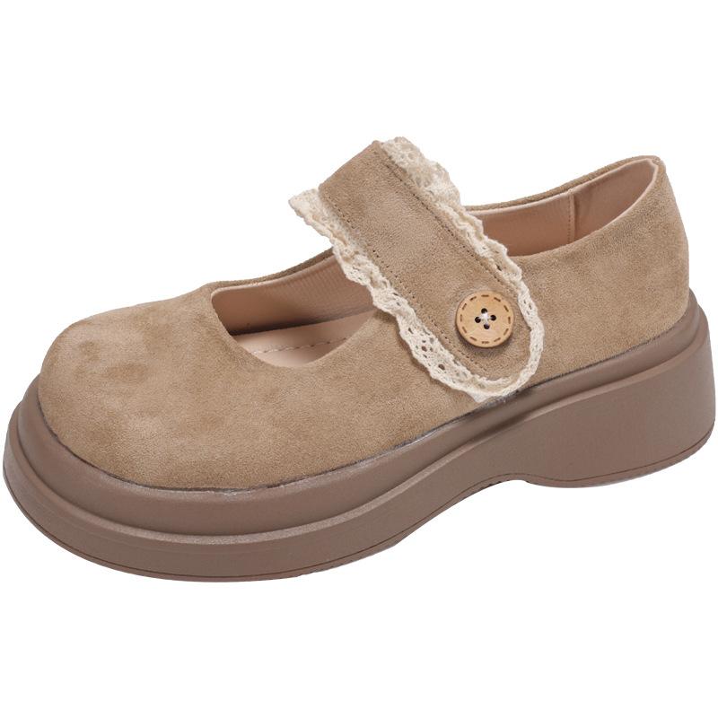 Japanese jk college wind round head lace Velcro Mary Jane shoes women's 2025 autumn new retro Mary Jane shoes