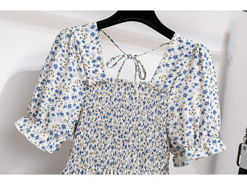 Summer Floral French-Design Dress - High-End, Short-Sleeved, Medium-Length for Women