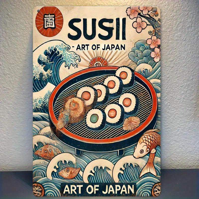 2D plochá dekorativní malba japického saké a sushi pro bar, kuchyň, kancelář, obývací pokoj, ložnici, obchod s japonskou kuchyní