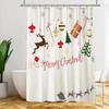 Christmas Shower Curtain Fireplace Gifts&Socks New Year Holiday Bathroom Decor Red Shower Curtains for Christmas Bathroom Sets