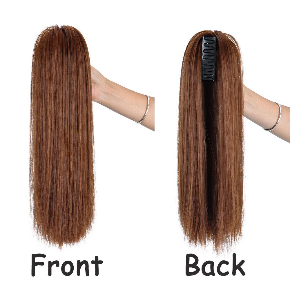 16" Short Straight Claw Clip in Ponytail Extension Synthetic Hairpieces for Women Daily Party