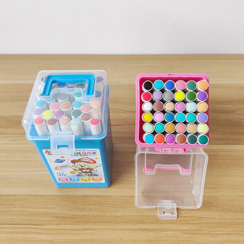 36-Color Acrylic Markers Set: Student Art & DIY Bullet Journal Pens in Handheld Square Box