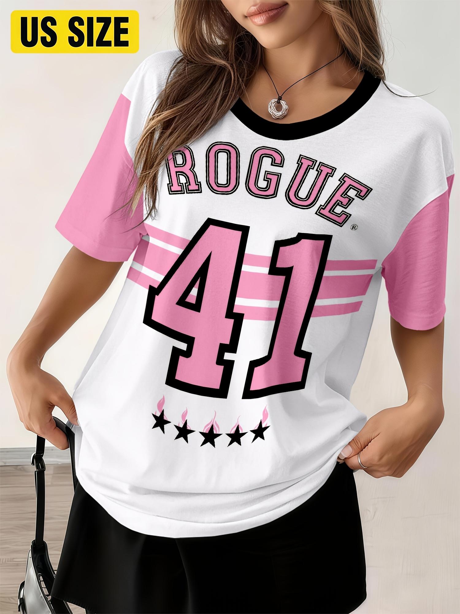 

Women s Crewneck T-Shirt, Fully Printed Casual Retro College Football Top 5XL