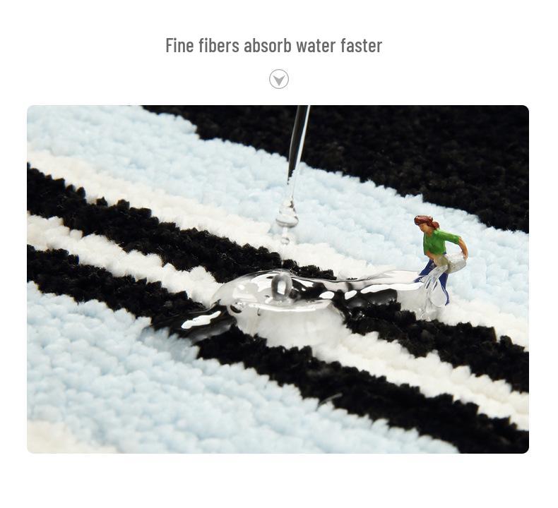 Nordic Style Black & White Striped Non-Slip Bedroom Rug - Wear-Resistant Long Floor Mat for Living Room