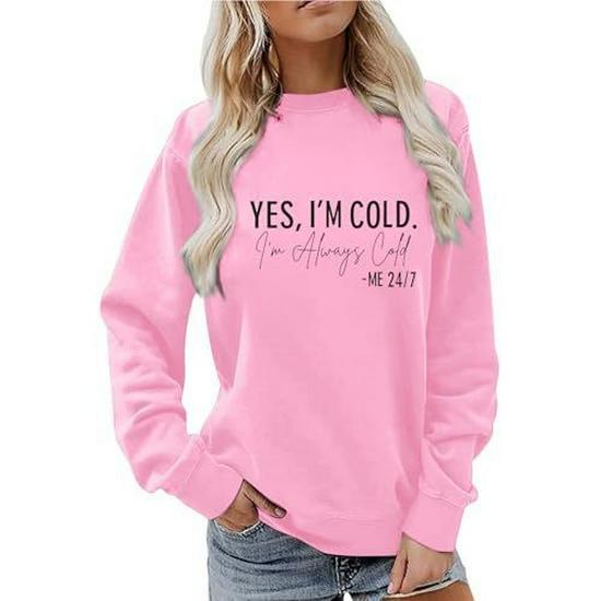 Women's Autumn/Winter Casual Round Neck Sweatshirt - Cold Letter Number Print