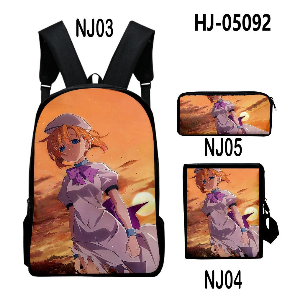 Fashion Novelty When They Cry Higurashi 3D Print 3pcs/Set School Bags Laptop Daypack Backpack Inclined Shoulder Bag Pencil Case