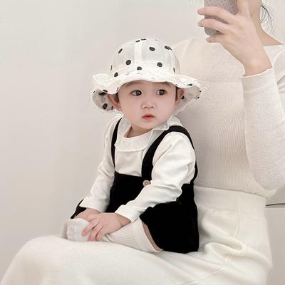 Baby Fisherman Hat Spring and Autumn Dots Fashionable Adjustable Sun Hat Lace Lace Baby Sun Protection Hat