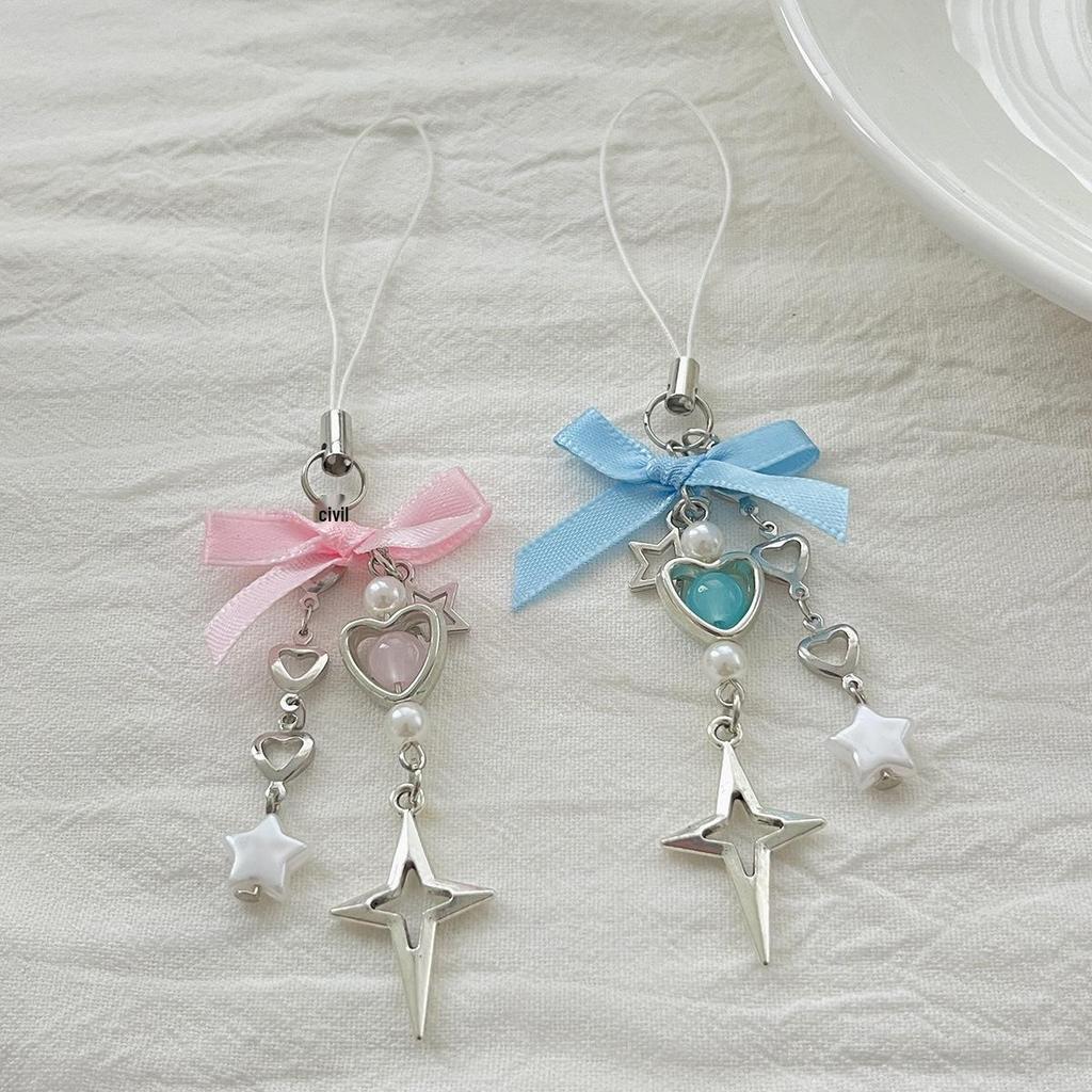 Strawberry Bow Lace-up Phone Chain & Camera Charm Keychain