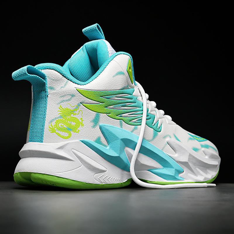 Practical high-top basketball shoes for men and women, new leather sports shoes, medium-sized older children and adolescents, cement boots