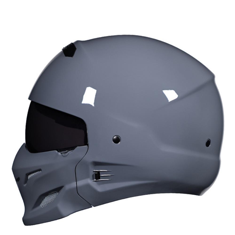 Motorcycle helmet Men's and women's face-off helmet Double mirror locomotive Bluetooth semi-full cover four seasons