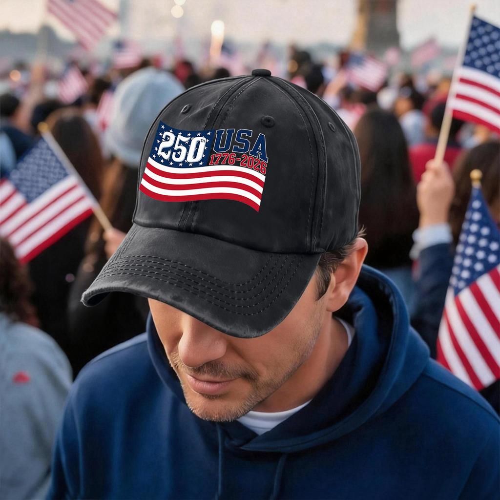 Men's and Women's Matching American 250th Anniversary Anniversary Embroidered Vintage Washed Baseball Cap