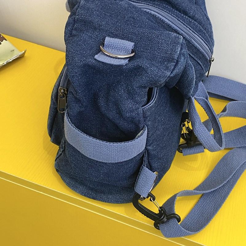 Denim Backpack Women's Casual Mini Backpack with Front Zip Pocket Adjustable Shoulder Straps Fashion School Bag