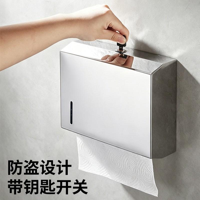 Stainless Steel Wall-Mounted Tissue Dispenser Hotel Bathroom Commercial Use 304 Grade Waterproof Lockable