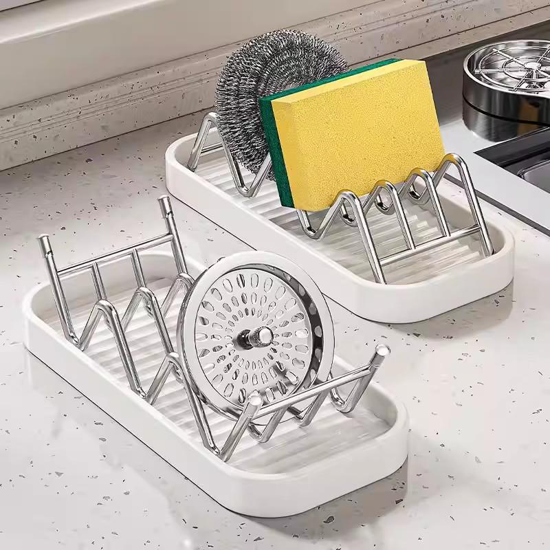 Stainless Steel & Ceramic W-Shape Soap Dish - Creative Bathroom Draining Holder