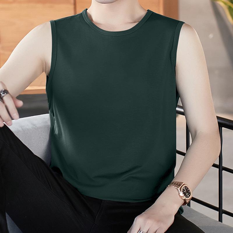 Men's Slim Korean Style V-Neck Sleeveless Vest - Casual Breathable Solid Color Youth Waistcoat