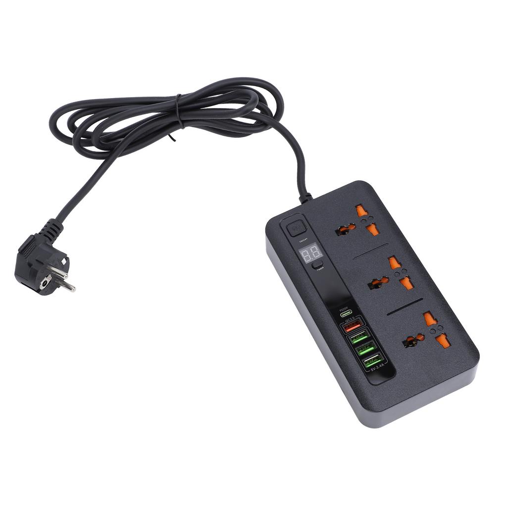 Power Socket Strip 3000W USB Universal PD20W QC3.0 Dual Quick Charging with Digital Display