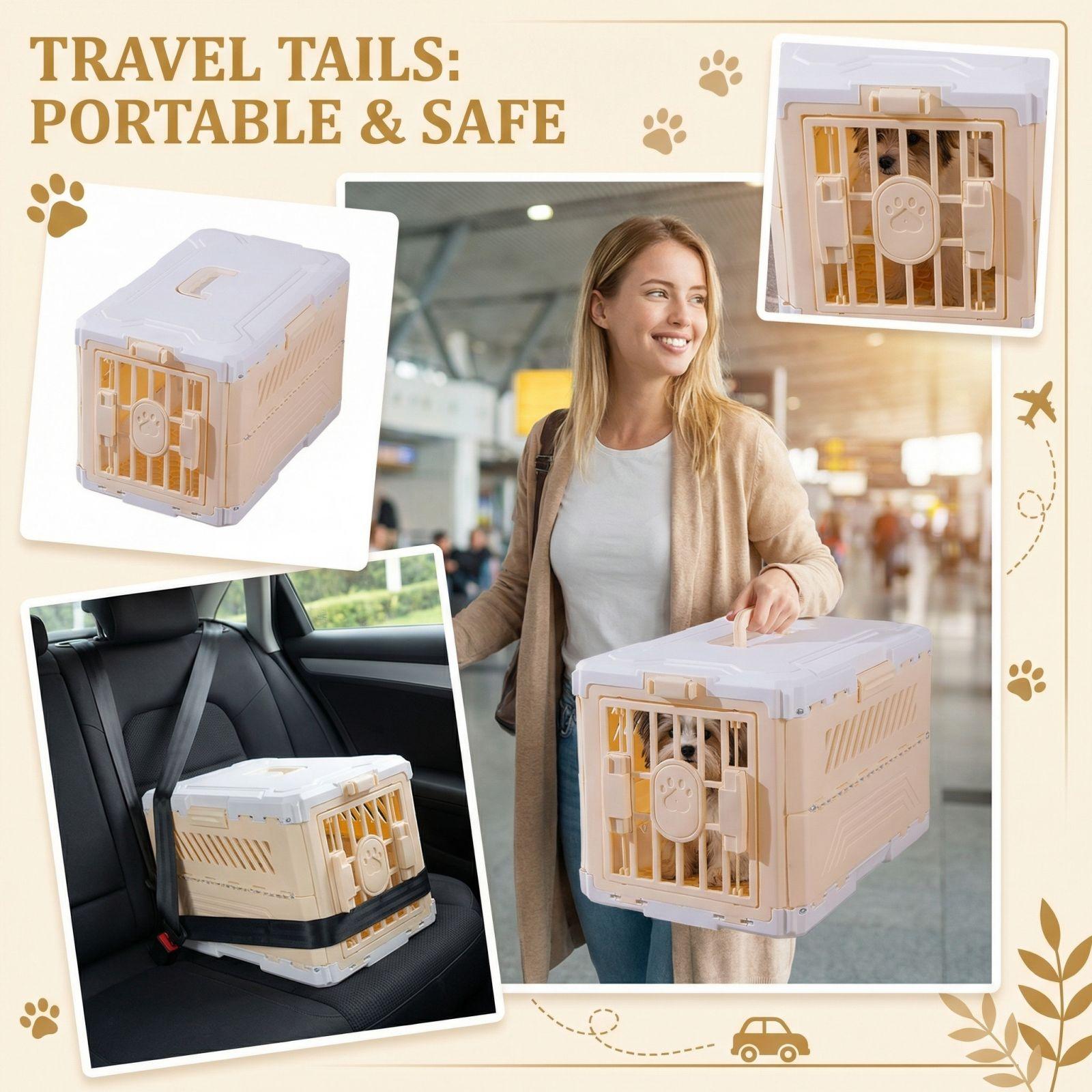 

Foldable Pet Aircraft Box Portable Vehicle Mounted Cats And Dog Cage Checked Luggage Box One Size