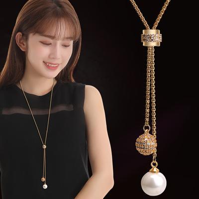 Simple Long Women'S Necklace Accessories Sweater Chain Country Versatile Autumn And Winter Pendant Light Luxury High Sense
