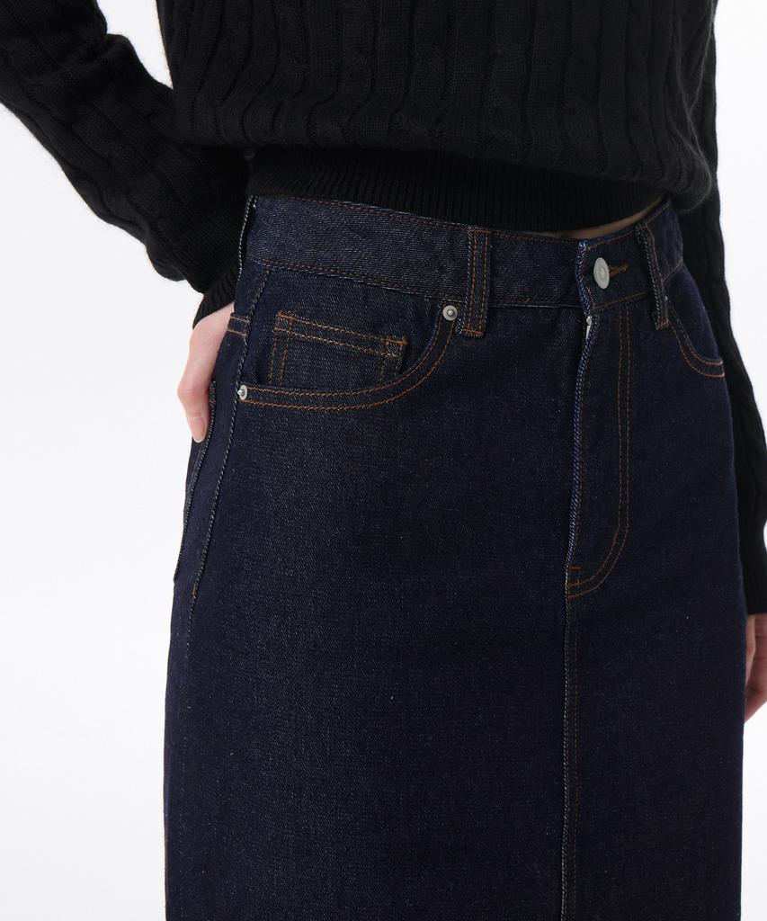 Musinsa Standard Woman Women'S Denim Midi Skirt [Deep Indigo]