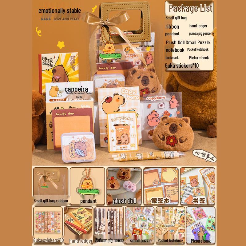 Capybara Souvenir Schreibwaren-Set - Perfektes Geschenk zum Kindertag, Geburtstag oder als Auszeichnung im Kindergarten