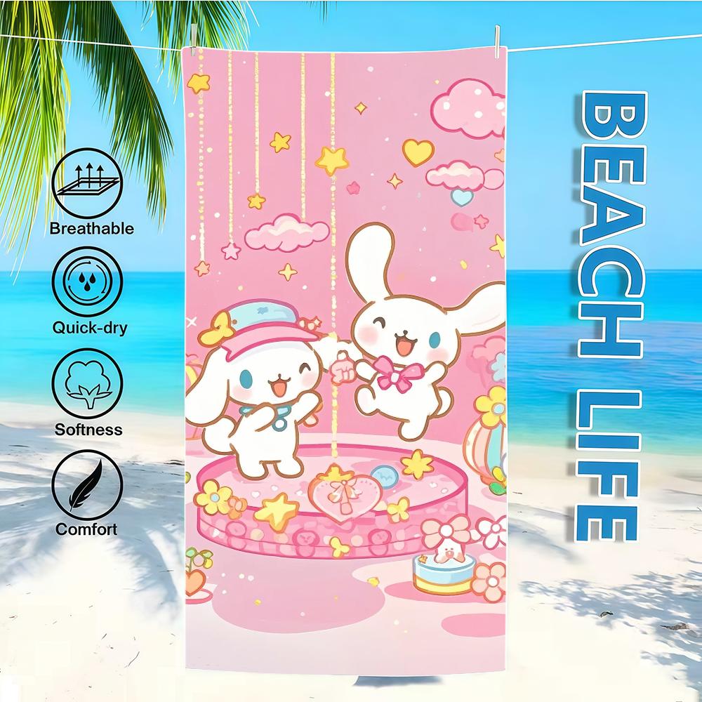 

Towel SRO Textile Bathrobe C-CinnamorollS Beach Quick-Drying Lightweight Portable Camping Swim Dreamy Pool Cute Travel W30*H60(CM)
