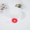 Woven Straw Sun Hat with Wide Brim Adjustable Ribbon Band Floral Accent Lightweight Breathable Summer Beach Hat for Outdoor Use