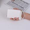 Women's Korean Style Short Wallet with Pearl Chain, Stone Texture, Card Slots, and Money Clip