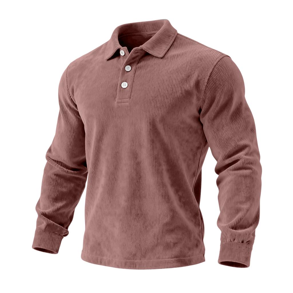 Men's  Casual Outdoor Lapel Corduroy Pullover Long-sleeved Top