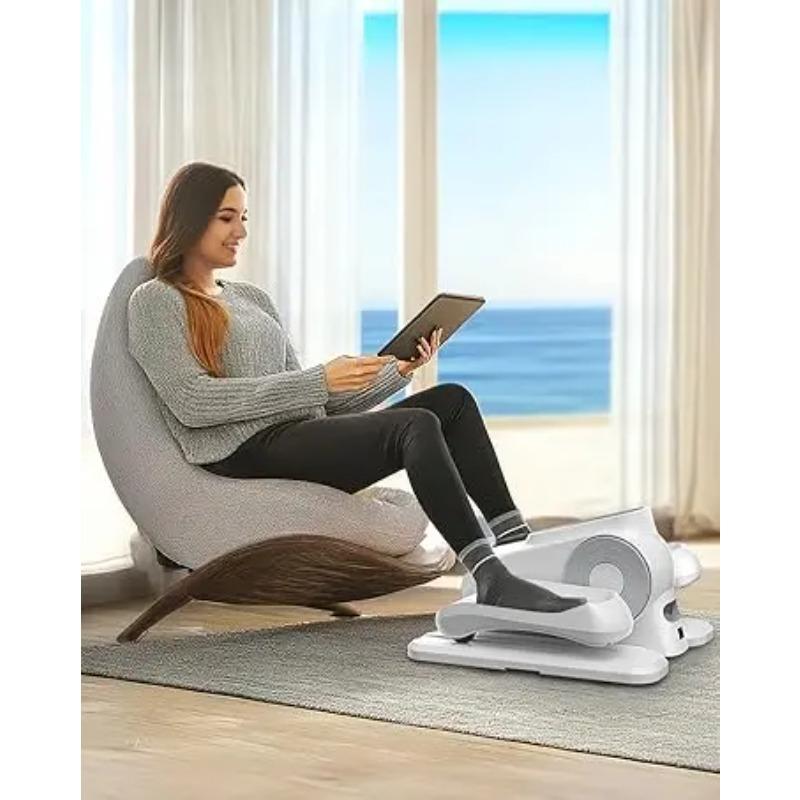 Under Desk Mini Elliptical for Home Office Quiet Sit-Down Leg Exercise Machine LCD Tracker Compact Space-Saving Design, Easy to Store for Small Spaces