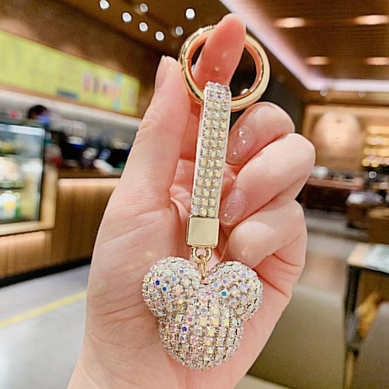 Hot Selling Rhinestone Mickey Keychain Car Keyring & Women's Bag Charm