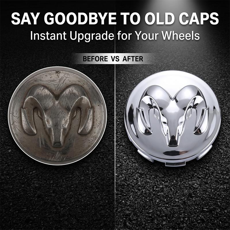 4 Stück 64mm Radnabenkappen Ersatz Radnabenemblem für Dodge Durango Challeager NITRO SRT Charger Journey Ram 1500
